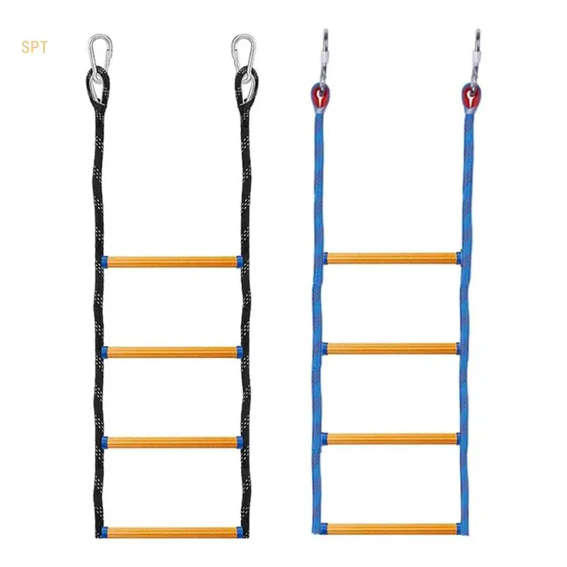 4-Steps Boat Rope Ladder, Portable Extension Marine Rope Ladder Assist Boat Folding Ladder Swim Ladder Boarding Ladder