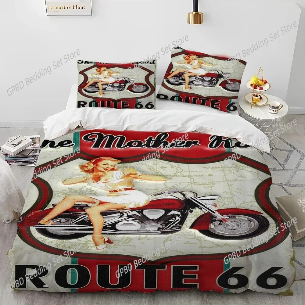 

3D Print Historic Route 66,Mother Road,Comforter Bedding Set,Duvet Cover Bed Set Quilt Pillowcase,king Queen Size Bedding Set