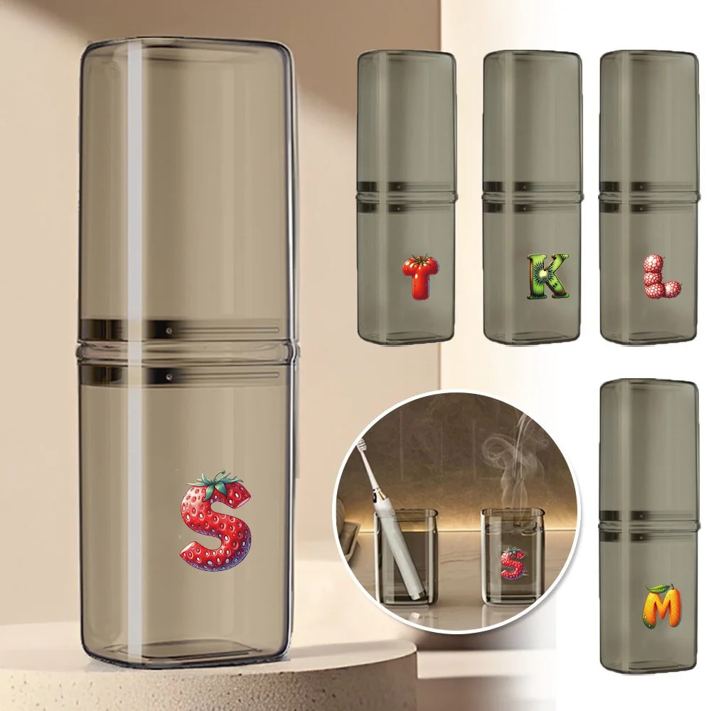 

Portable Mouthwash Cup Toothbrush Storage Box Can Hold Towels Toothbrushes Fruit letter Initial Name 26 Letters Pattern
