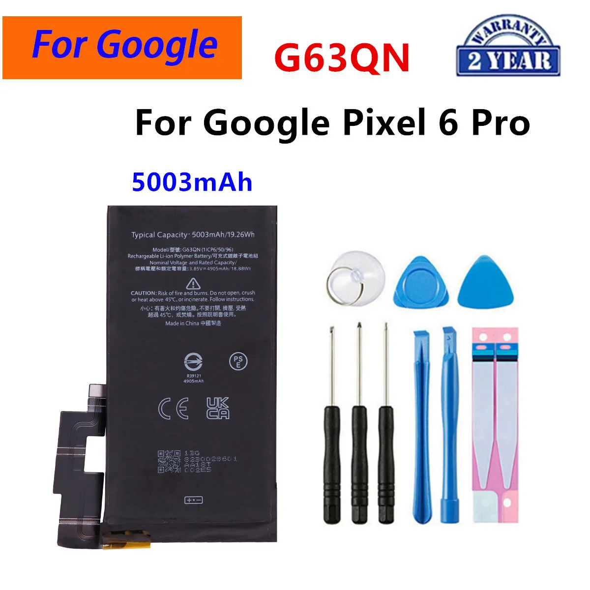 G63QN GUKD8 GP5JE GMF5Z G020E-B GTB1F Battery For HTC Google Pixel 6 Pro/ Pixel 3A /Pixel 7 pro 7A /Pixel 8 pro Phone Batteries - Image 2