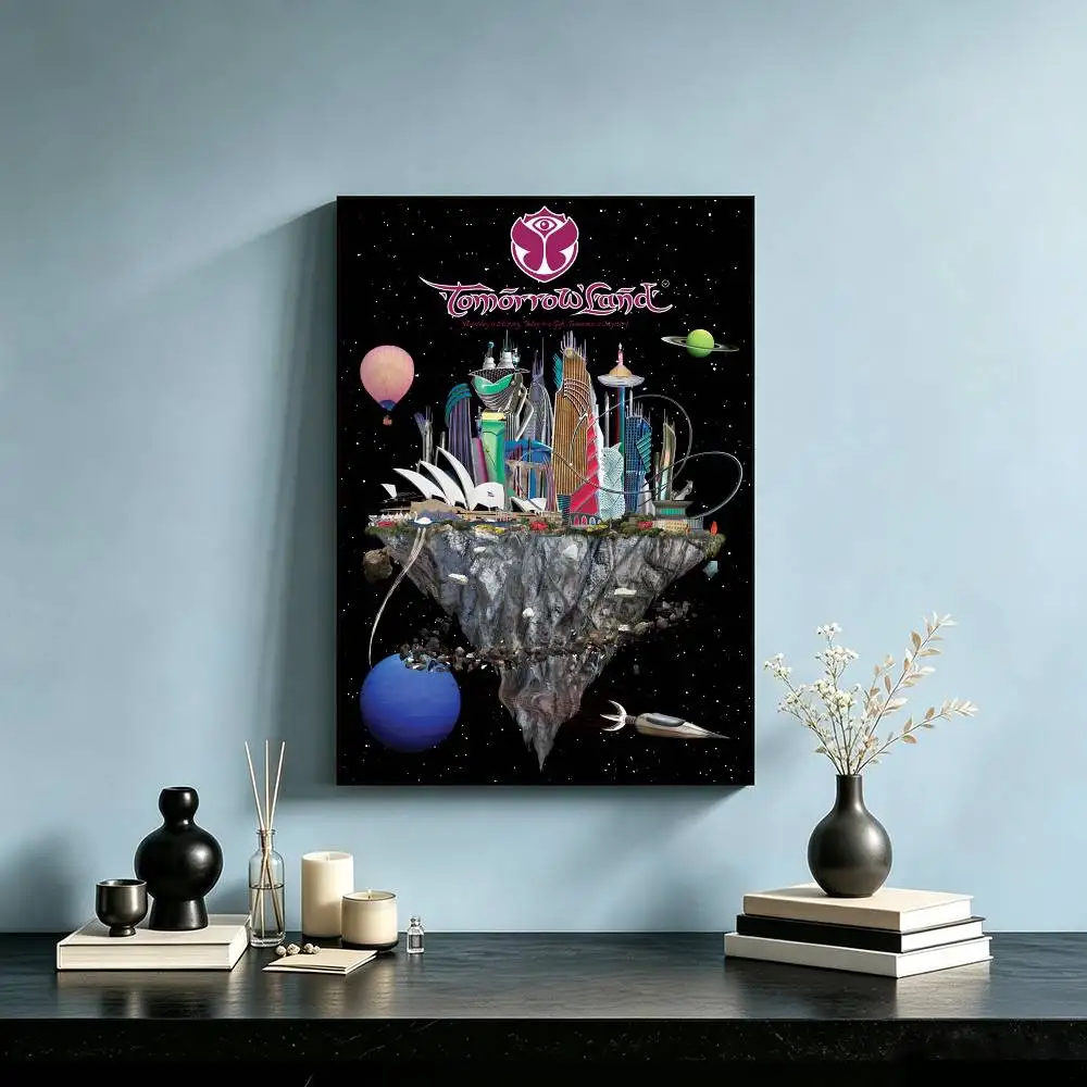 T-Tomorrowland Music Poster Waterproof Wall Art Sticker For Bar Living Room Vintage Decor High Quality Print Gift
