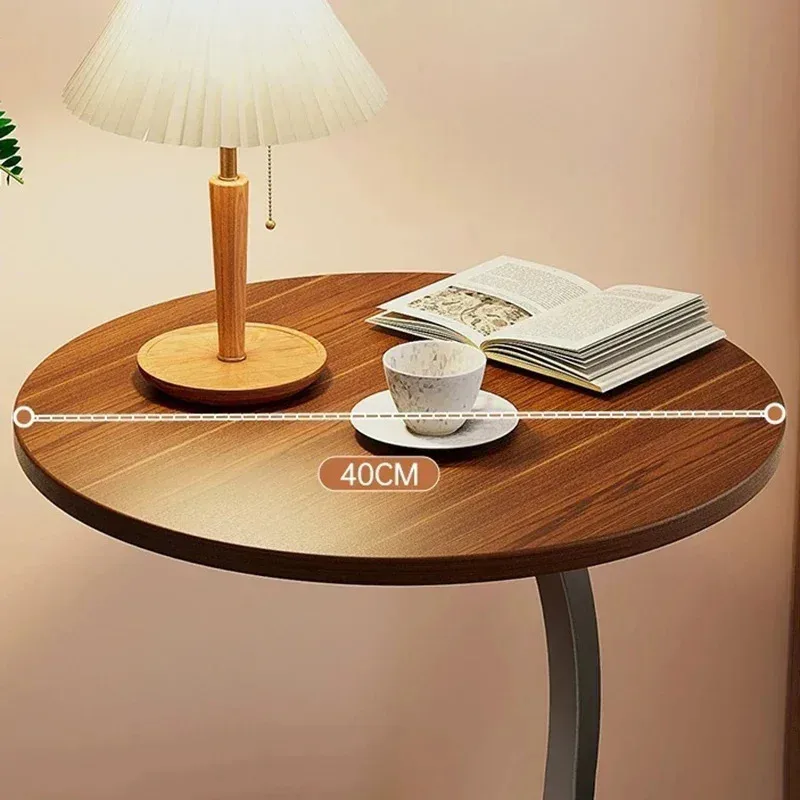 Modern Small Side Table with Two Layers Storage Rack MDF+Metal for Living Room Balcony Space Efficient End Table