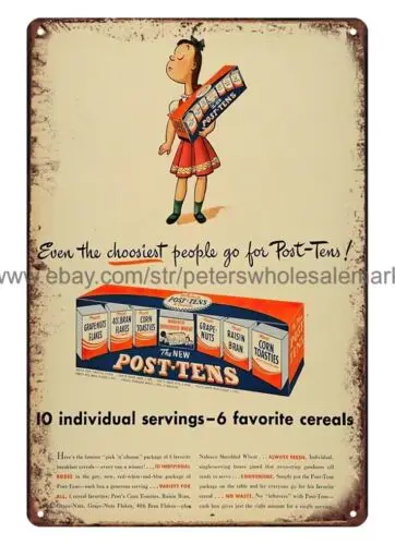 decorative home 1946 Post-Tens Cereal Even the Choosiest People metal tin sign