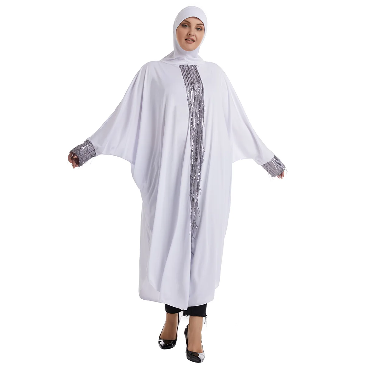 

Eid Djellaba Sequin Abaya Hooded Jalabiya Muslim Women Prayer Dress Ramadan Full Cover Niqab Islam Clothing Dubai Arabic Robe