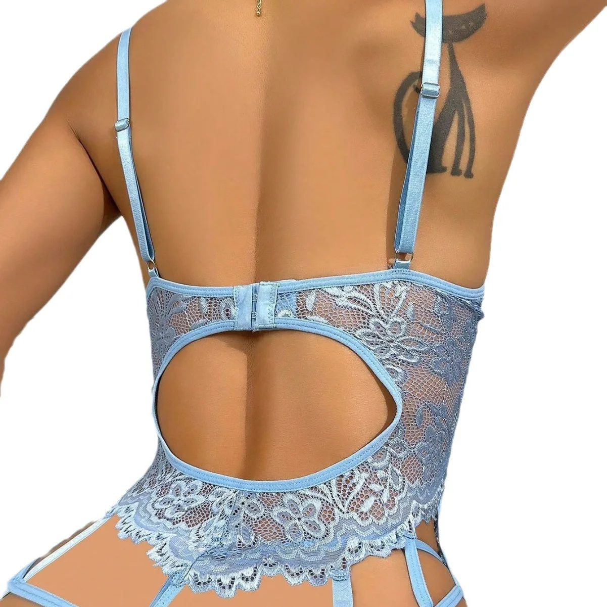 Neue Damen-Sexy-Dessous-Spitzen-BH-Sets mit Strumpfgürteln, einteiliger Body, Teddy mit Höschen, ohne Strümpfe, S-XXL, heißer Verkauf