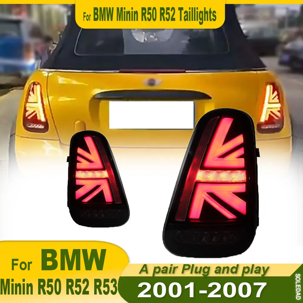 Пара автомобильных задних фонарей для BMW MINI Coopers R50 R52 R53 2001-2007, задние светодиодные тормозные фонари заднего хода, движущиеся указатели поворота, задние фонари в сборе