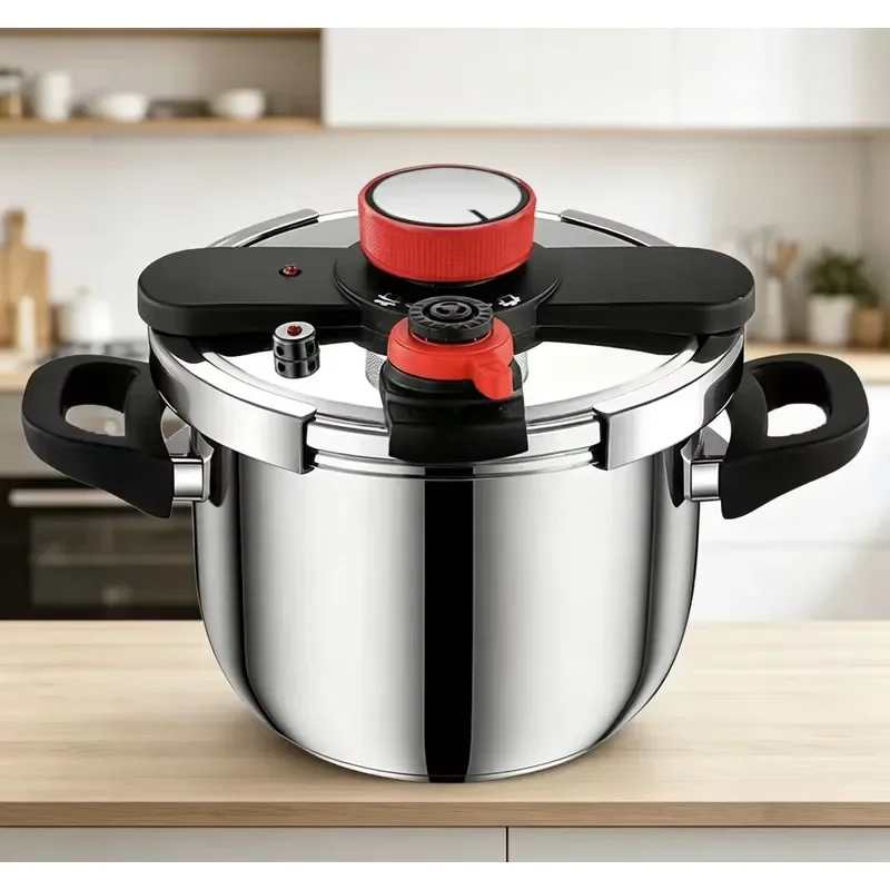 304 Stainless Steel Pressure Cooker Rotating Lid 2 Gear Pressure 60 100kpa For Family Kitchen Restaurant Cookware Wholesale