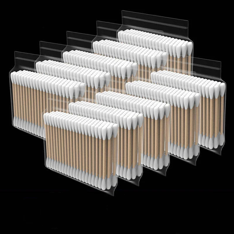 500pcs/pack Cotton swabs disposable double heads Cotton stick Wooden applicators for makeup Cotton buds ear cleaning Q-tip