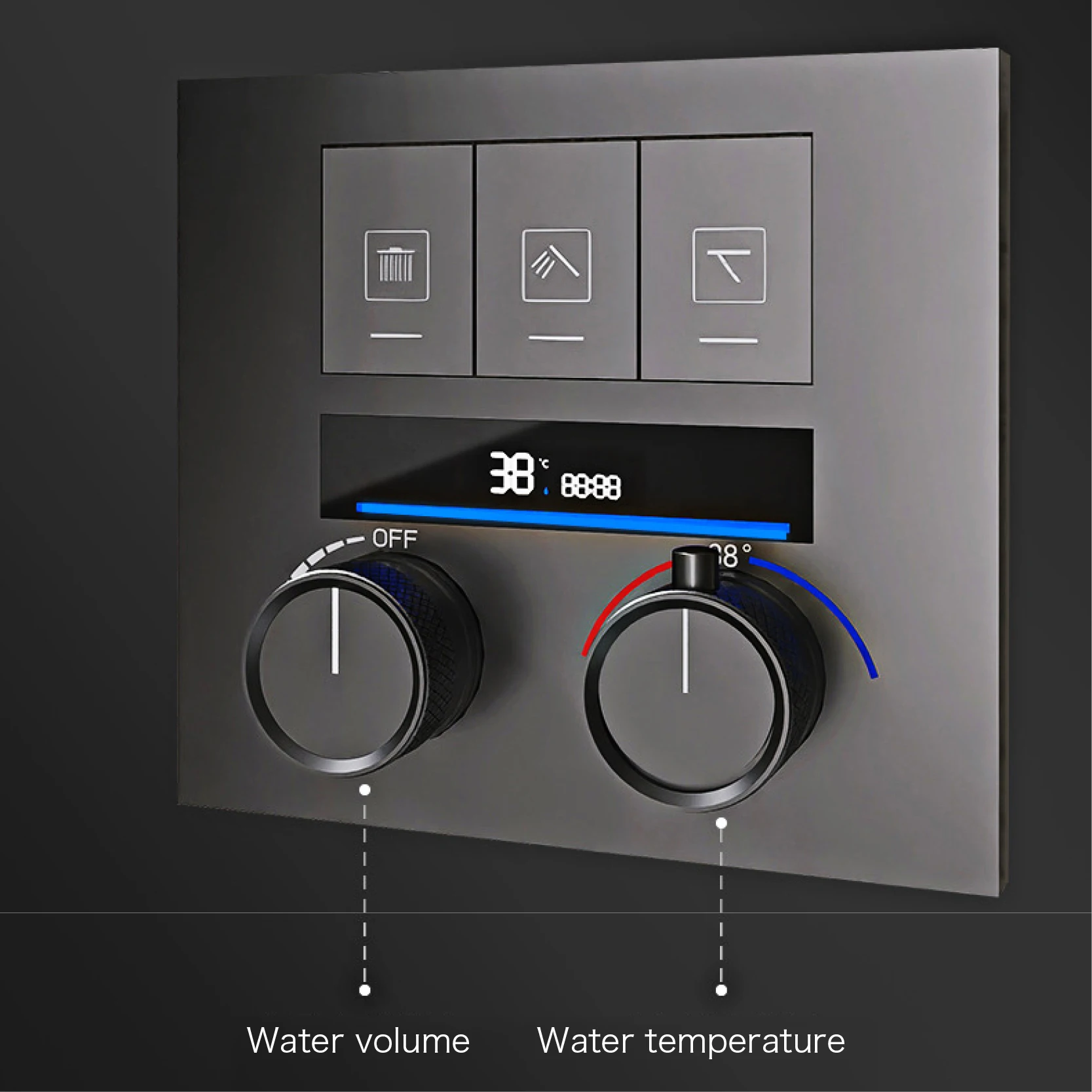 Imagem -04 - Aitana-torneira de Banheiro de Latão Preto de Luxo Temperatura Constante Design de Exibição Digital Frio e Quente Controle Duplo Chuveiro de Parede