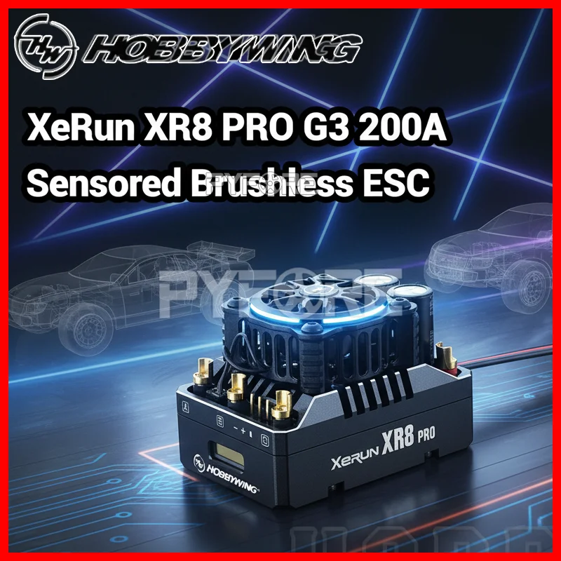 

HOBBYWING XERUN XR8 PRO G3 200A Sensored Brushless Esc for 1/7 & 1/8 RC Model Cars Buggy & Racing