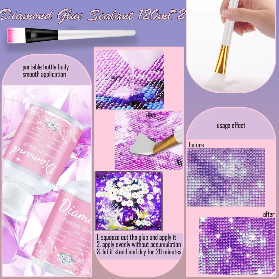 ชุดอุปกรณ์งานเพชร 158 ชิ้น ครบชุด พร้อมแผ่นไฟสำหรับงานเพชรขนาด A4 และน้ำยาเคลือบงานเพชร