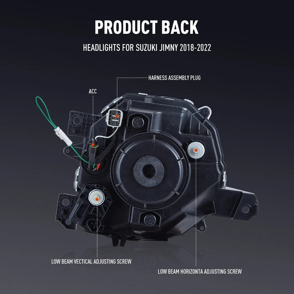 スズキ ジムニー 2018-2022用 LEDカーヘッドライトアセンブリ（左右セット） ヘッドライト DRL チューニング シグナル プラグアンドプレイ フロントヘッドランプ