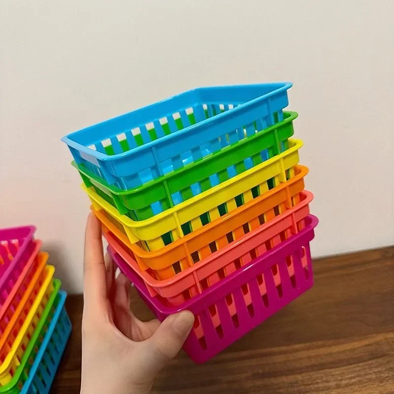10Pack Mini Storage Baskets, Colorful Organizer Trays,Small Desk Caddy for Stationery,Suitable for Home,Office,School,Drawer Use