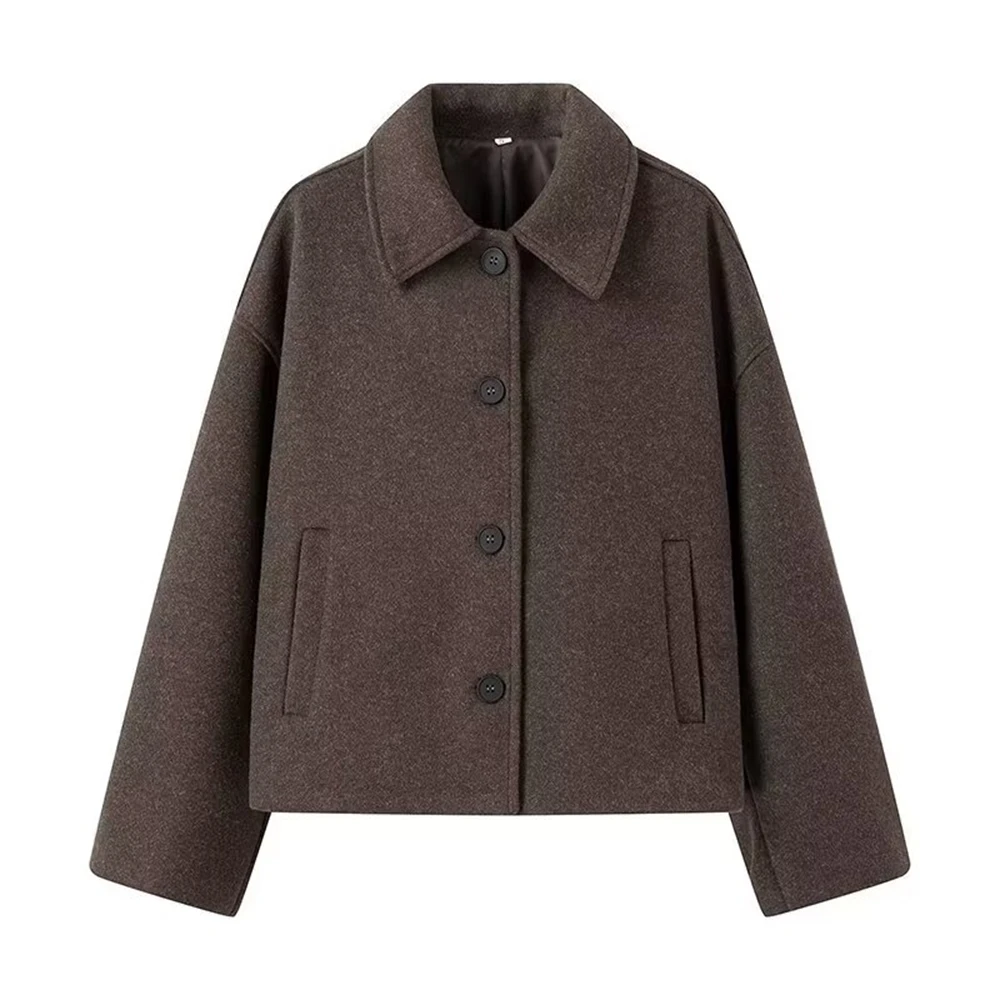 

Women's new woolen short jacket single-breasted opening and closing simple and elegant, and fashionable women's woolen short jac