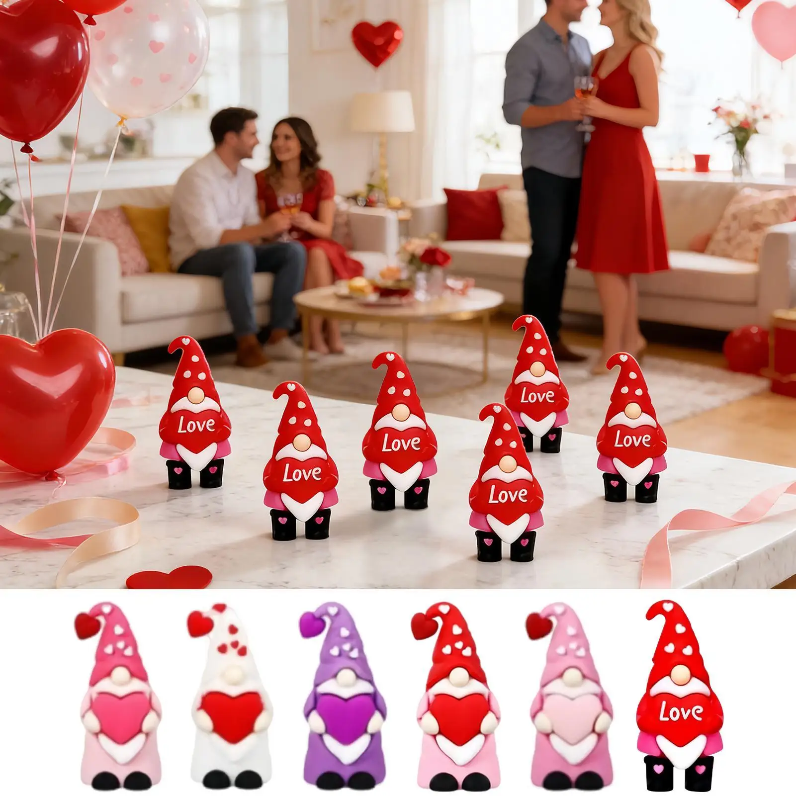 Small Gnomes Figurines 50 Pieces Valentine's Day Table Decor Gnomes Statues For Home Living Room Kitchen Mantel Shelf Counter