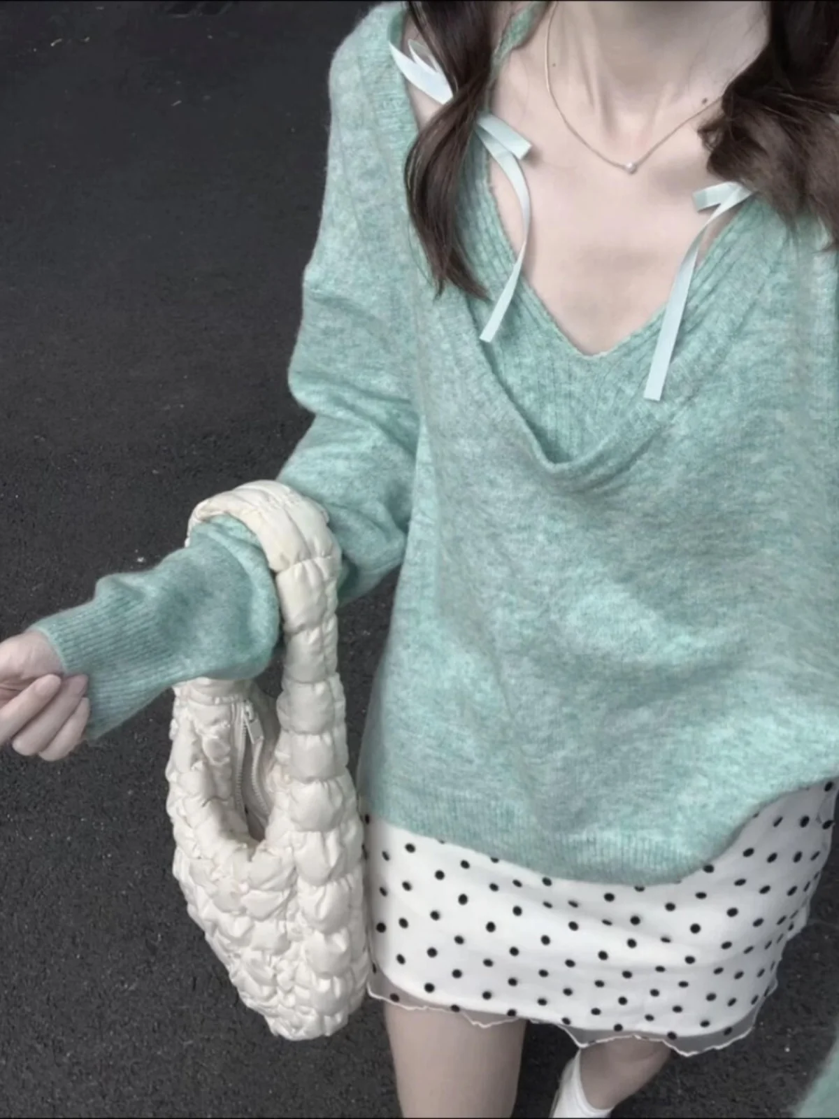 أوائل الربيع Mintenn محبوك قطعتين مجموعة المرأة طبقة قاعدة أعلى الحلو حار الجنية مثل ملابس داخلية طويلة Sve جولة Ne #1