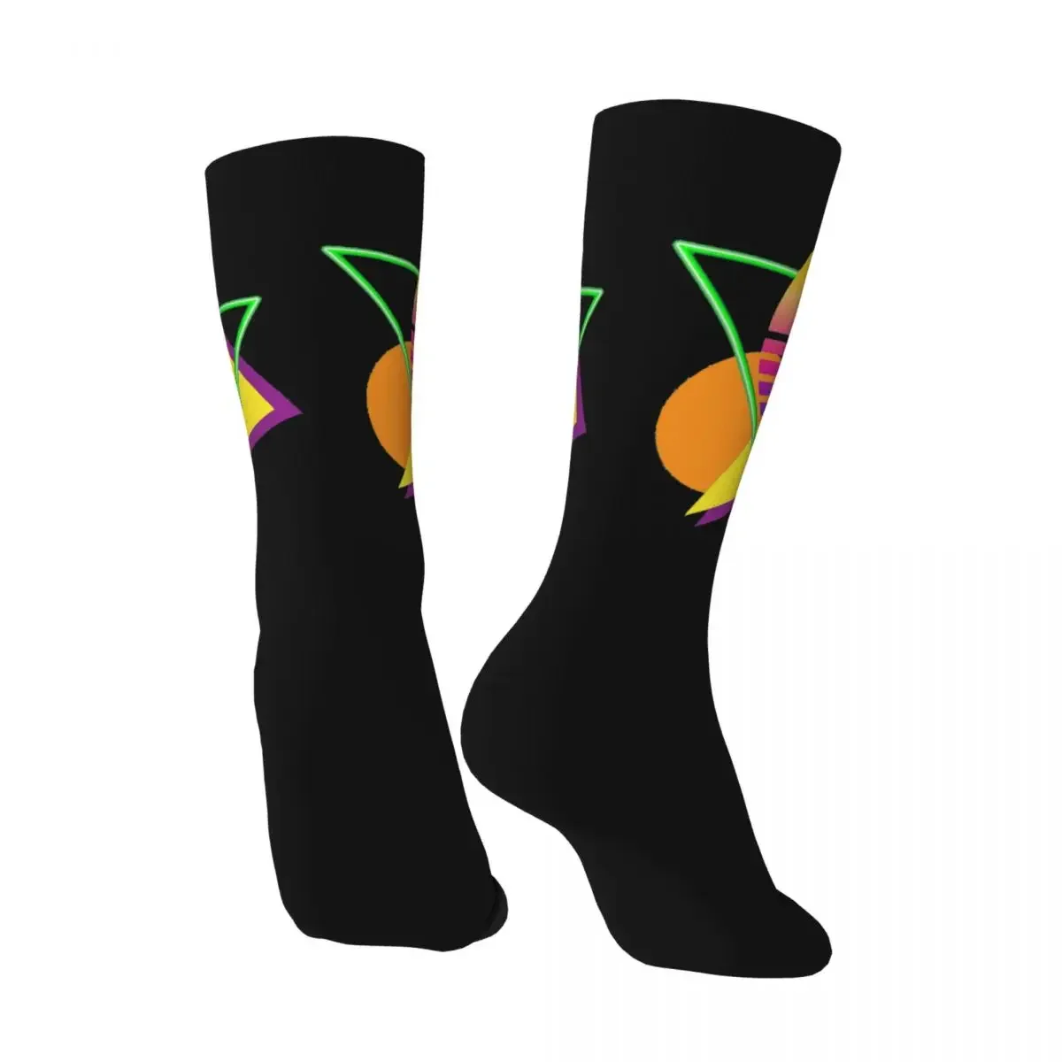 Happy Funny Men's Compression Socks Silhouette Synthwave Sunset Vintage Harajuku Palm Trees Nature Hip Hop Pattern Crew Sock