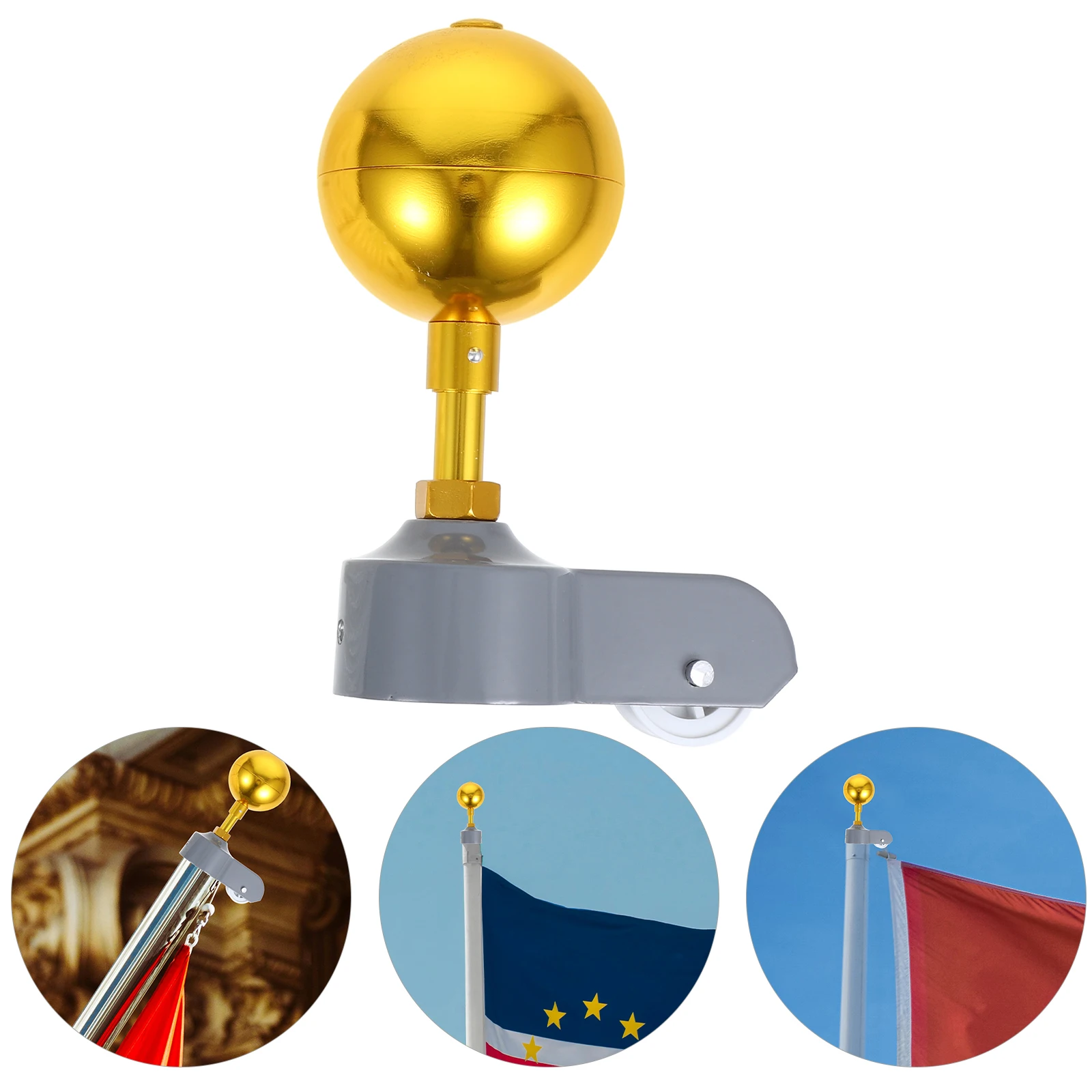 

Flagpole Hat Accessories Metal Pulley Truck Cap Heavy Duty Kit Round Gold Plated Flagpole Repair Parts Outdoor Hardware Easy