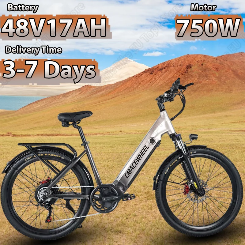 Electric Bike 750W Powerful Motor 48V17AH Built-in Lithium Battery 45km/h E-bike 26-inch Tire Adult All Terrain Electric Bicycle