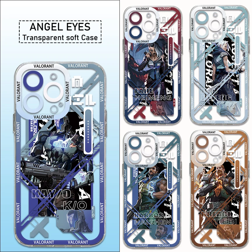 Valorants Game Character Art Phone Case For iPhone 16 15 14 13 12 11 Mini Pro Max X XR XSMax 6S 6 7 8 Plus Transparent Cover