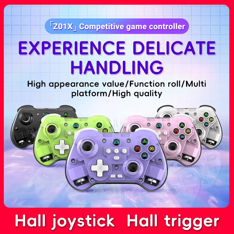 Competitive Game Handle Z01X Wireless Bluetooth Gaming Controller Hall Joystick Trigger Macro Back Key for Switch/Android IOS/PC