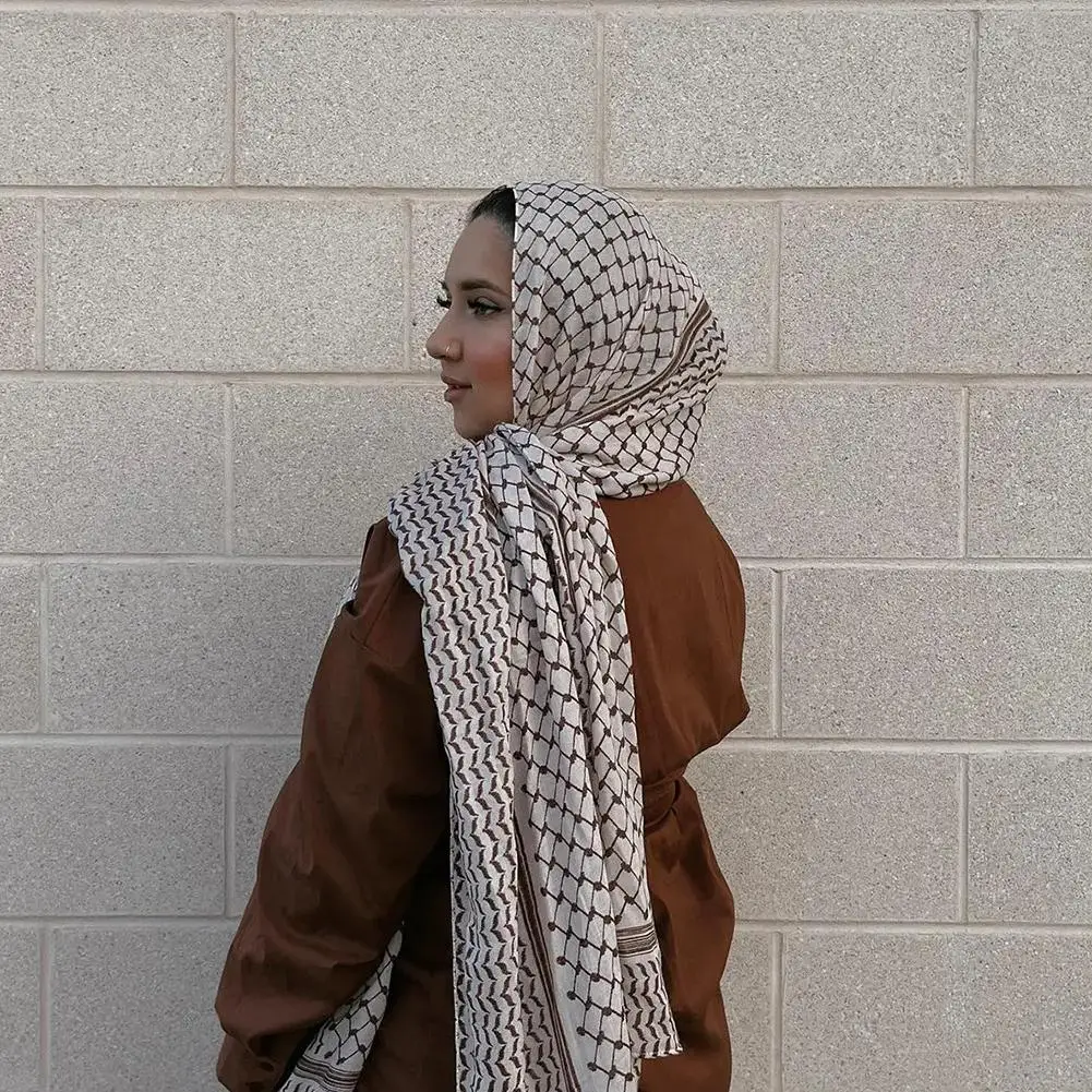 Kuffiyeh impressão lenço de algodão, Hijabs muçulmanos, lenço macio, moda longa, lenços respiráveis, para a frente, xale, Ramadan, tamanho grande