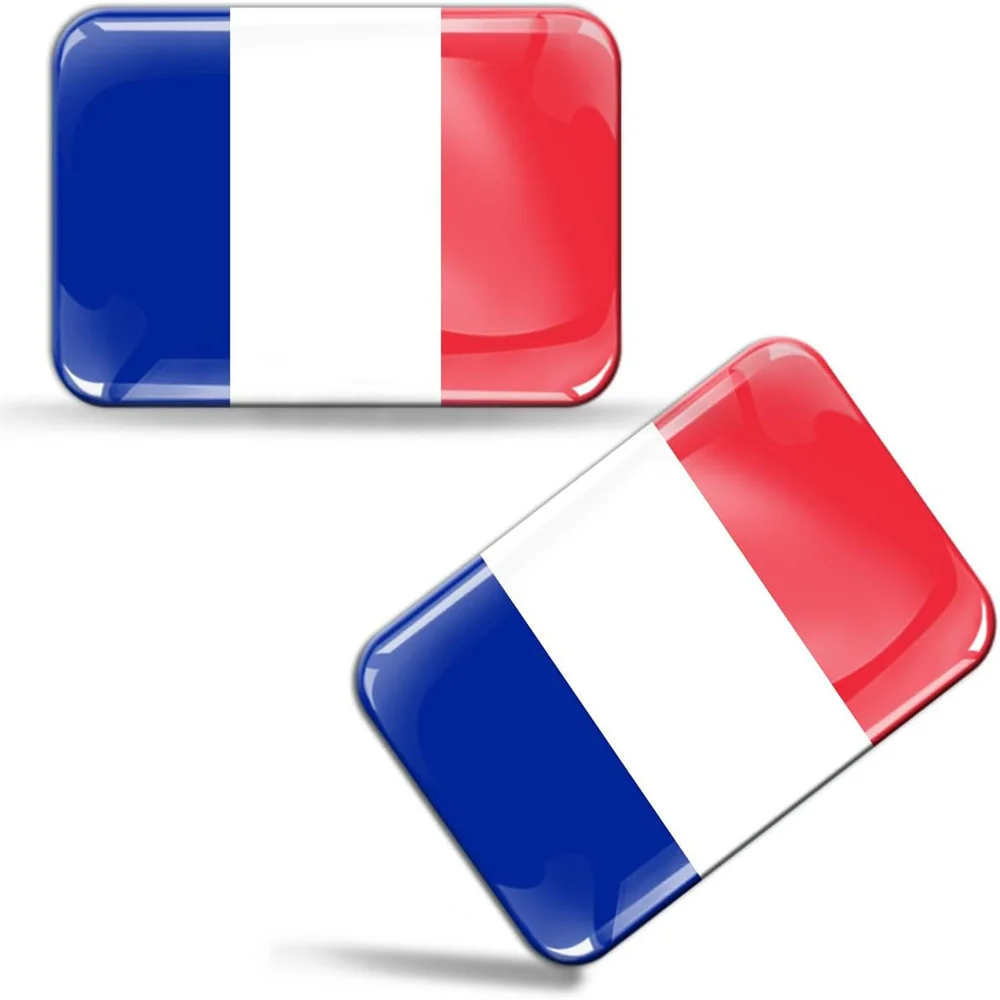2 x adesivos de silicone com cúpula 3D decalques França Bandeira Francesa Nacional Carro Capacete de motocicleta emblema de carro