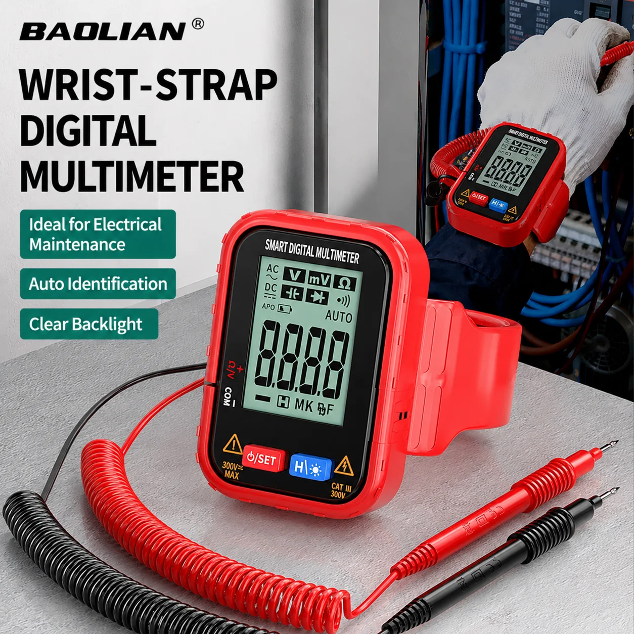 Smart Wrist Digital Multimeter High Precision Rechargeable Electric Tester Voltage Current Meter Portable Tool for Electrical Re