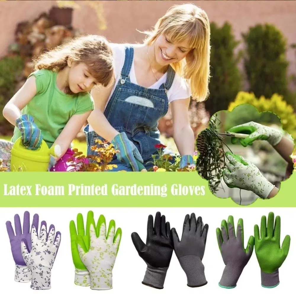 

Durable Latex Foam Garden Gloves Wear-Resistant Non-Slip Gardening Gloves One Size Protective Latex Gloves General Purpose