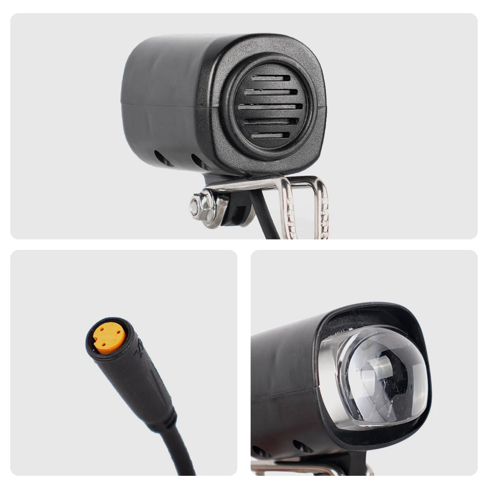 AliExpress chamrider 3W E-bike Headlight with Horn - DC 20 - 72V, IPX4 Waterproof - 260LM - 3 Pins - Ideal for Electric Bikes & Scooters