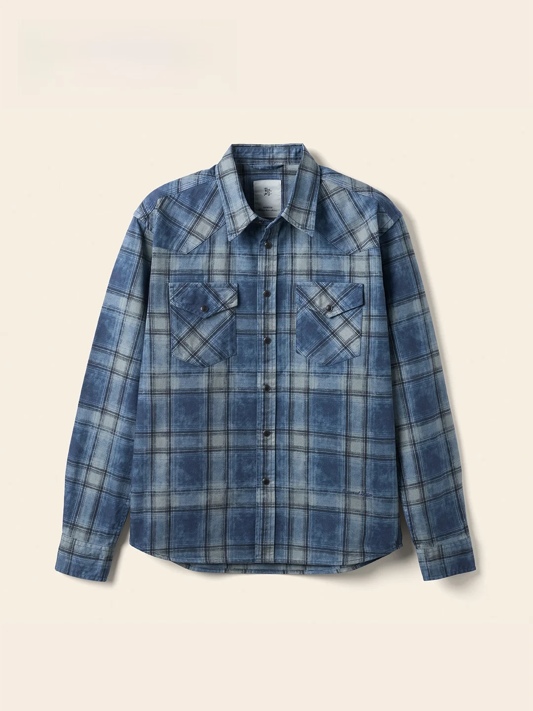 

Мужская джинсовая рубашка свободного кроя с длинным рукавом, винтажная рабочая одежда, индиго, в клетку, Simwood, молодежная, весенняя, хлопковая, на пуговицах