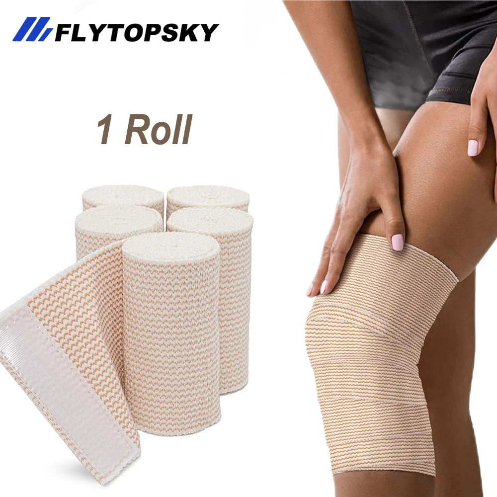 1 Roll 450cm Elastic Compression Bandage Wrap with Self-Closure Sports Bandage Band for Ankle,Wrist,Arm,Leg Sprains,First Aid