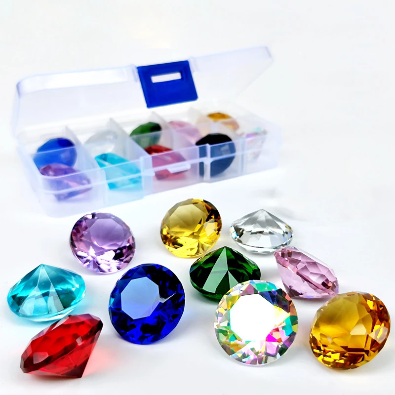 10pcs 25mm Crystal Diamond Multicolor,Home Decor Wedding Decorations for Kid Birthday Table Setting, Diamond Shaped Paperweight