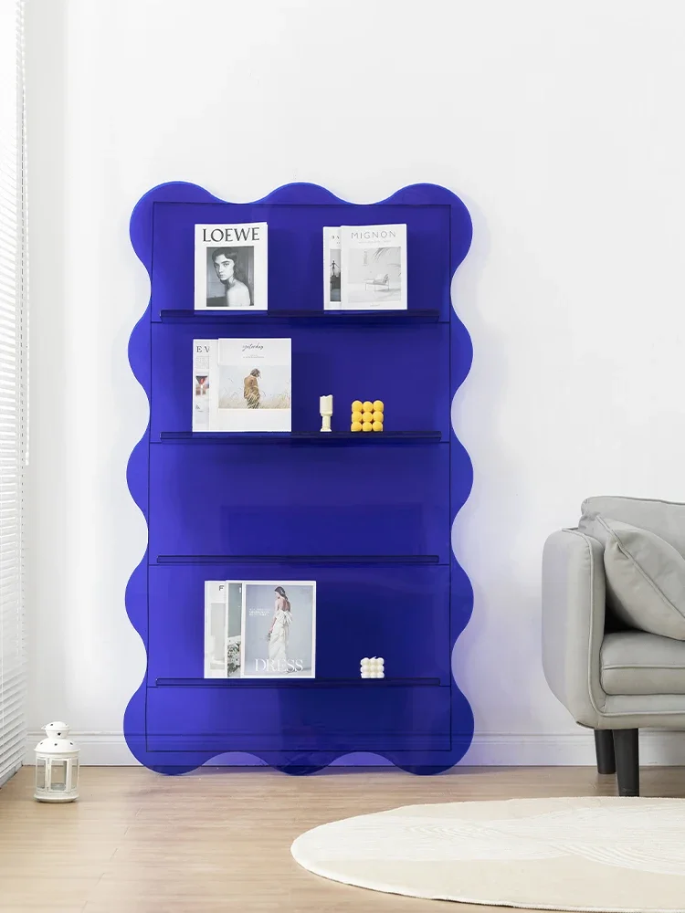 minimalist living room magazine rack acrylic bookshelf wall-mounted studio wave book and newspaper rack