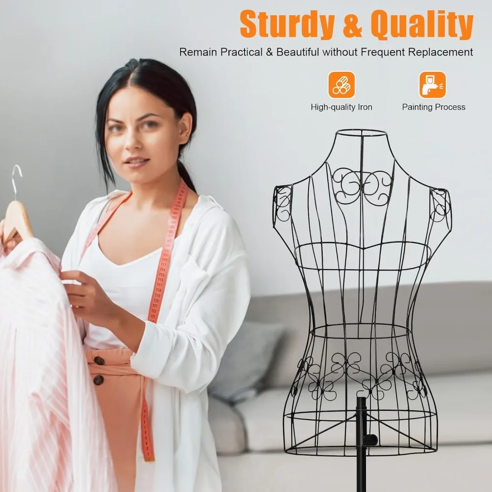 Dressmaker's Dummy Metal Bust Mannequin Iron Wire Mannequin Clothes Mannequin Female Bust Clothes Stand for Presenting Clothing