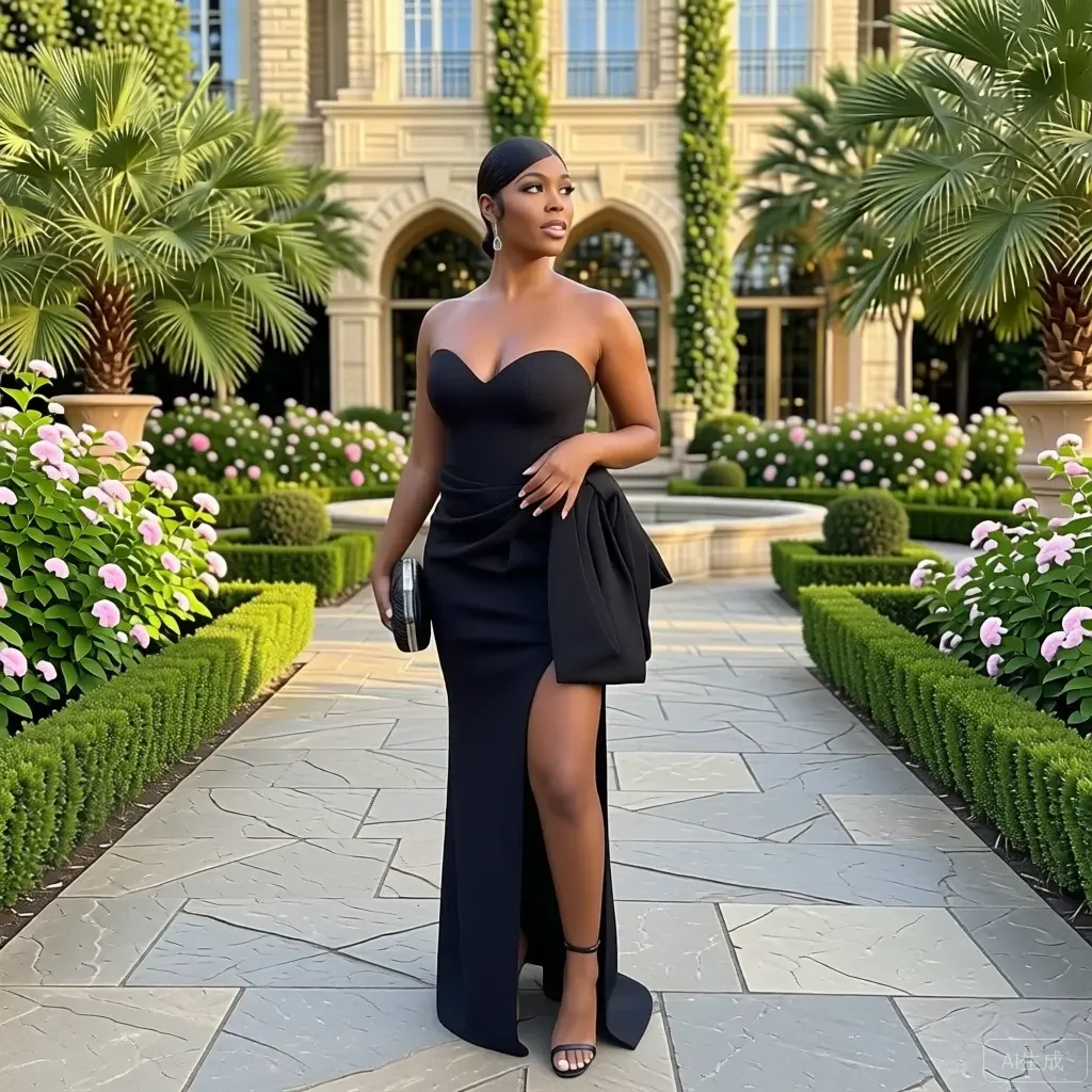 

Elegant Black Evening Gown with Off-Shoulder Sweetheart Neckline High Slit Bow Detail Maxi Dress Party Red Carpet Ever Pretty