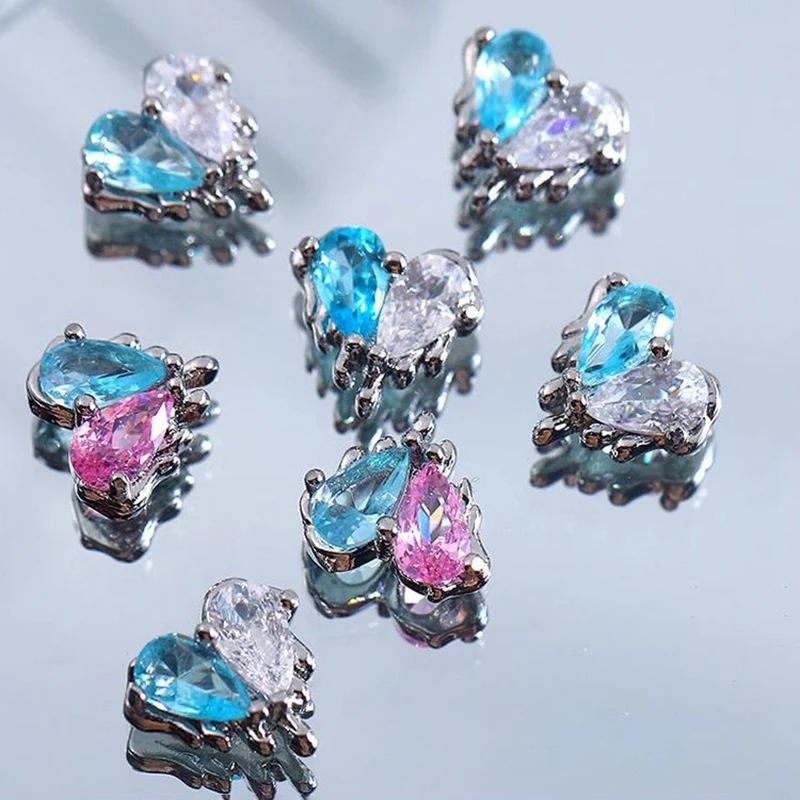 5PCS Lava Love Nail Accessories Flash Crick Starlight Zircon Double Match Color Zircon Love Nail Decoration Diamond