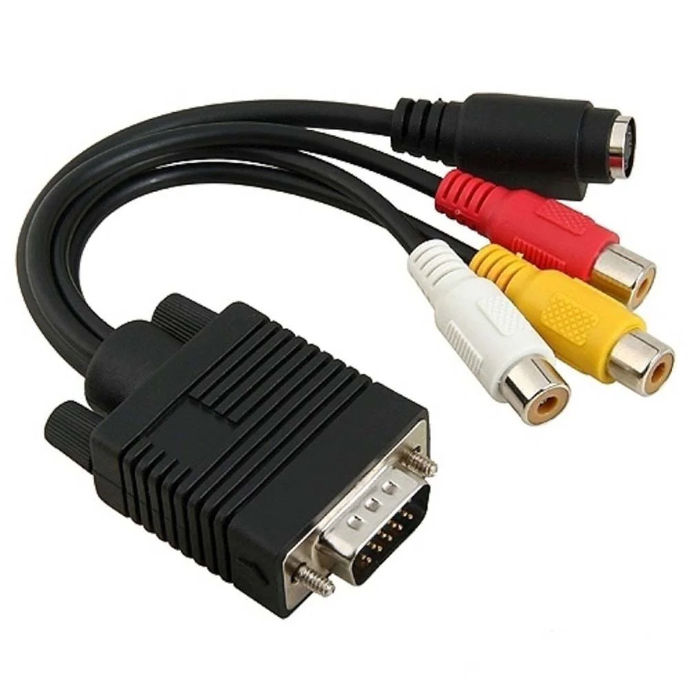 Praktyczny Adapter przydatny VGA SVGA do S-Video RCA AV Adapter konwerter kabel