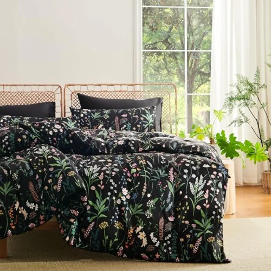 

Duvet Cover King Size Duvet Cover Set 3 Pieces Boys Girls Grden Style with Colorful Pttern Soft Reversible Bedding Set Bedroom