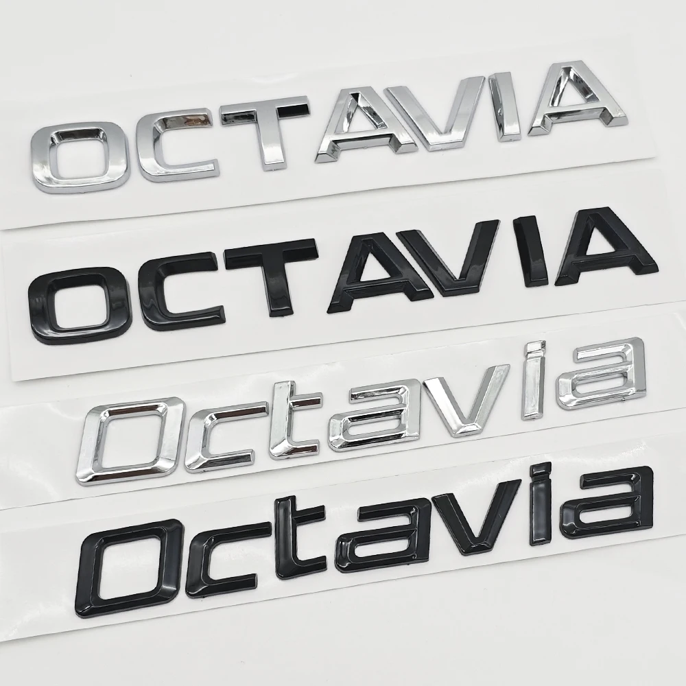 3D ABS Logo Octavia Emblem Chrome Black Car Rear Trunk Sticker Badge For Octavia 1 2 3 4 5 A5 A7 A8 MK3 VRS Accessories