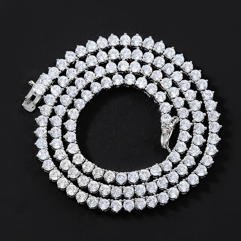 

Hot trend buckle tennis chain zircon necklace single row zircon hip hop men's necklace jewelry wholesale