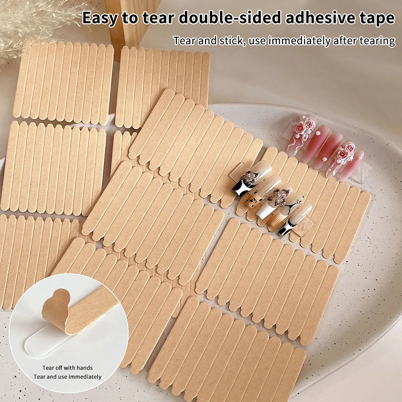 60/66 stücke Transparent Doppel Klebeband Falsche Nägel Display-ständer Kleber Aufkleber Acryl Praxis Zeigt Bar Nail art Werkzeuge