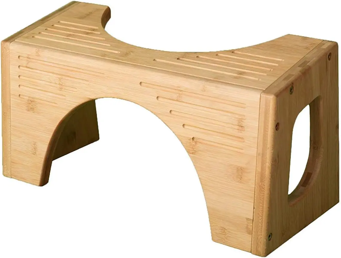 

The Original Toilet Stool - Bamboo Flip, 7"" And 9"" Adjustable Heights, Brown - Imp Bathroom Posture And Comfort