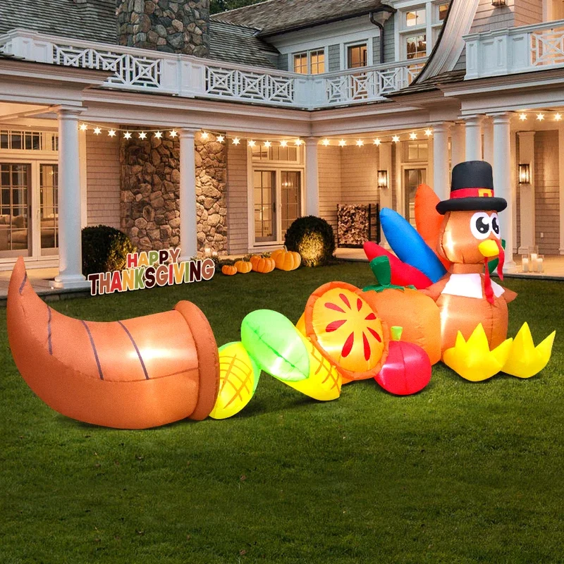 New Christmas Thanksgiving Turkey Inflatable Decoration Home Outdoor Food Pumpkin Decor Yard Garden Party