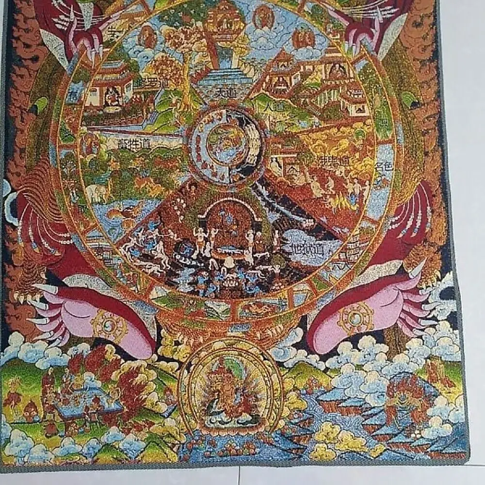 Buddhist Guardian Silk Painting Home Buddhist Hall Wall Decoration Feng Shui Auspicious Hanging