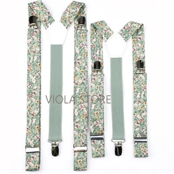 Printed 3 Sizes Floral Cotton Suspenders Men Women Child Braces Adjustable Straps Boy Pants Girl Skirt Accessory Costume Gift