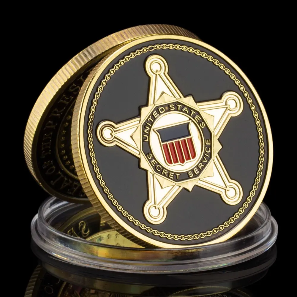 United States Secret Service Souvenir Coin Plated Golden Commemorative Coin Collectible Gift Collection Art Challenge Coin