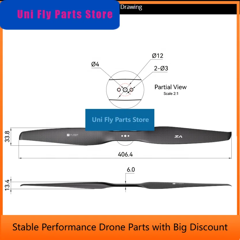 UniFlyT-MOTOR VZ16*6.5 Lightweight High Performance 10kg 16inch Thrust Multi-rotor Aircraft VTOL Propeller