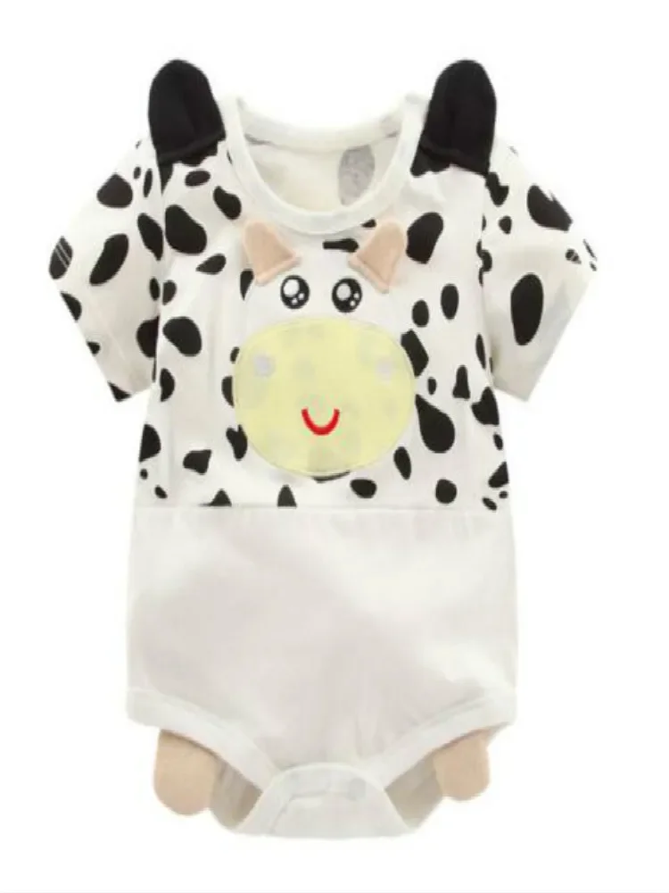 

Summer Baby romper animal clothes Milk Cow Lovely Panda Baby Costume Soft Short Sleeve Infant Jumpsuit Baby Clothing Sock