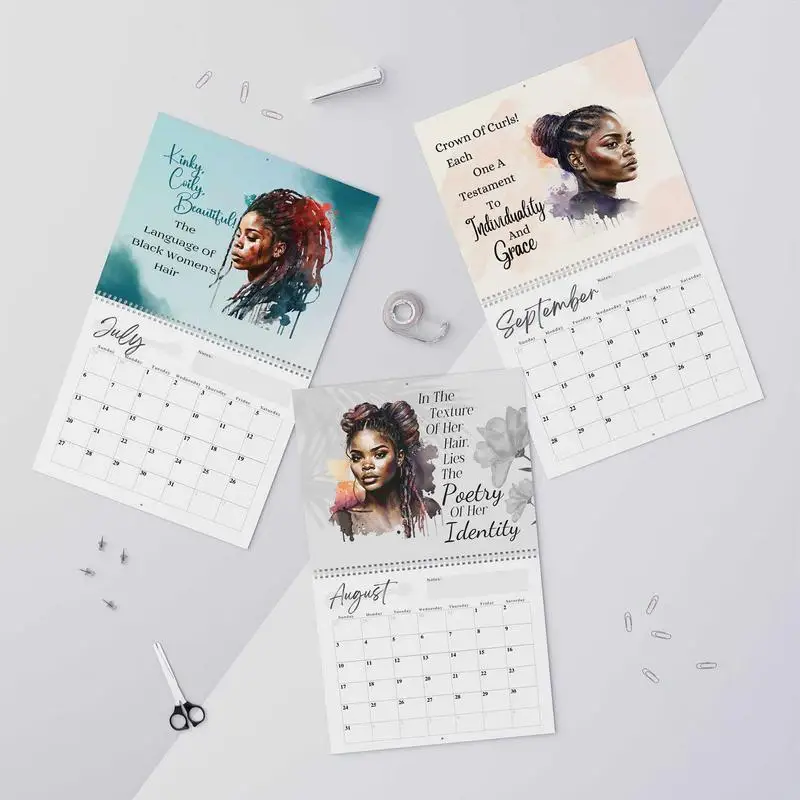 Black Girl Monthly Calendar 2025 Daily Planner Calendar African Black Women Wall Decor Calendar For Apartment Dormitory